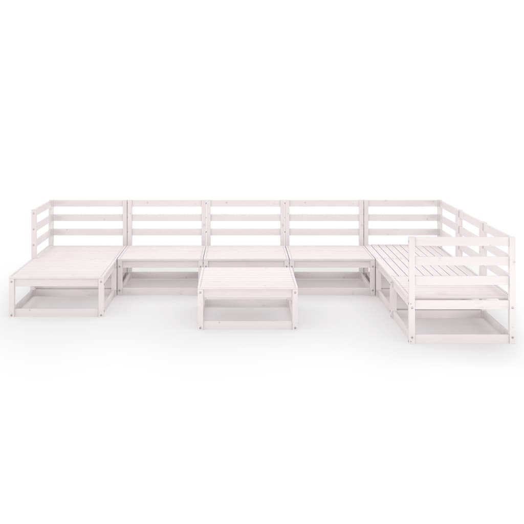 Σαλόνι Κήπου Σετ 9 Τεμαχίων Λευκό από Μασίφ Ξύλο Πεύκου - Pakobazaar