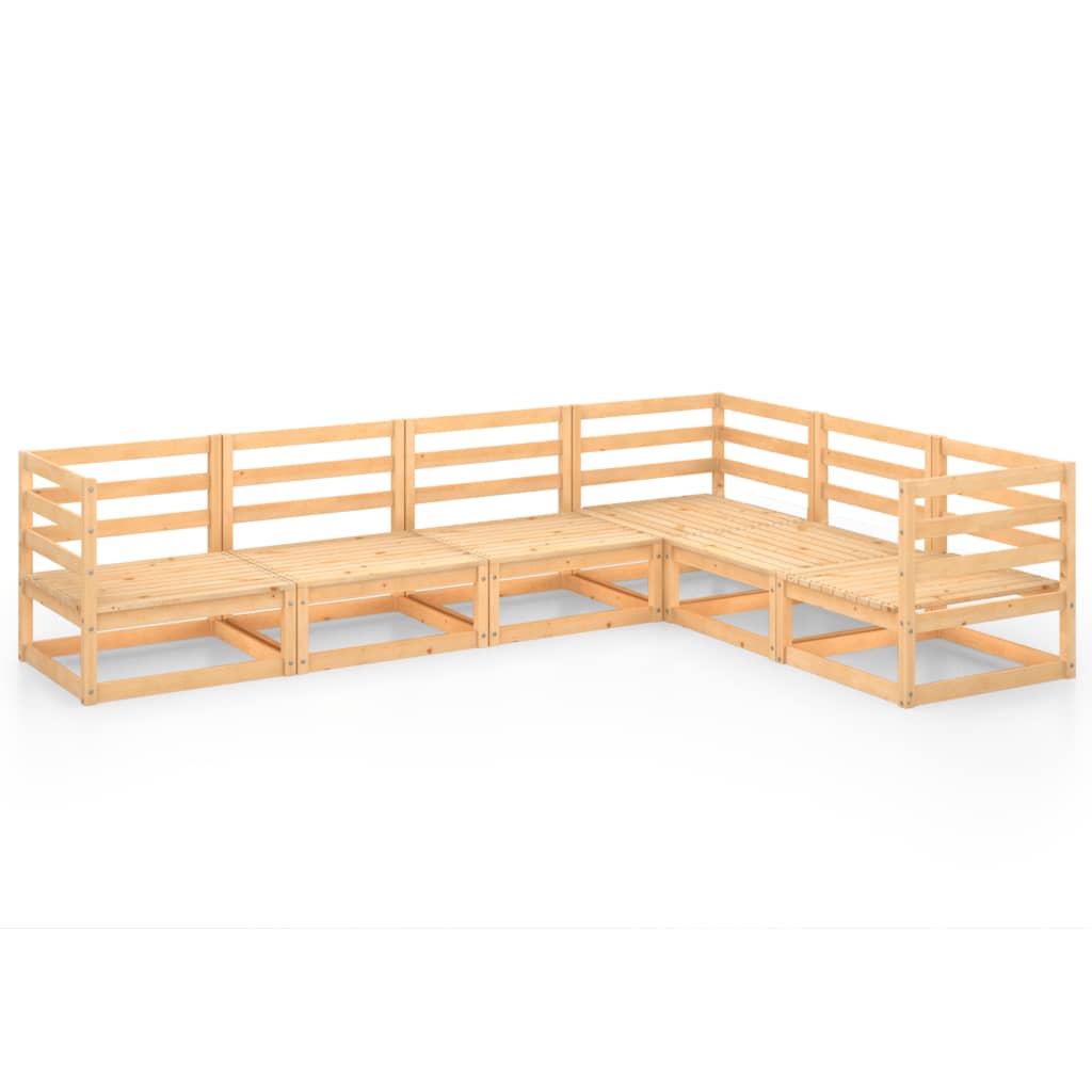 Σαλόνι Κήπου 6 Τεμαχίων από Μασίφ Ξύλο Πεύκου - PAKOBAZAAR