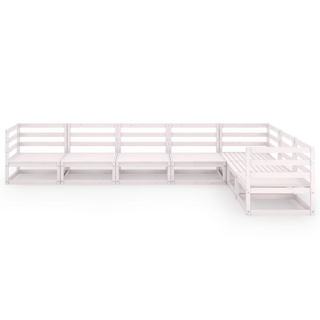 Σαλόνι Κήπου Σετ 7 Τεμαχίων Λευκό από Μασίφ Ξύλο Πεύκου - PAKOBAZAAR