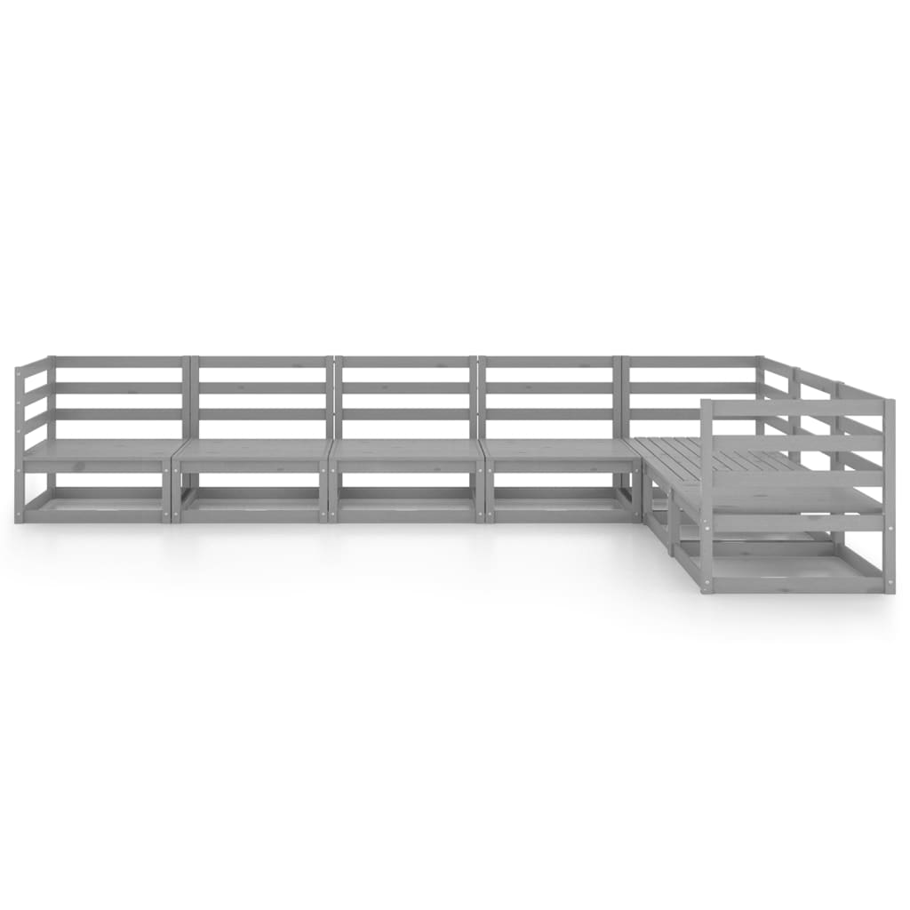 Σαλόνι Κήπου Σετ 7 Τεμαχίων Γκρι από Μασίφ Ξύλο Πεύκου - Pakobazaar