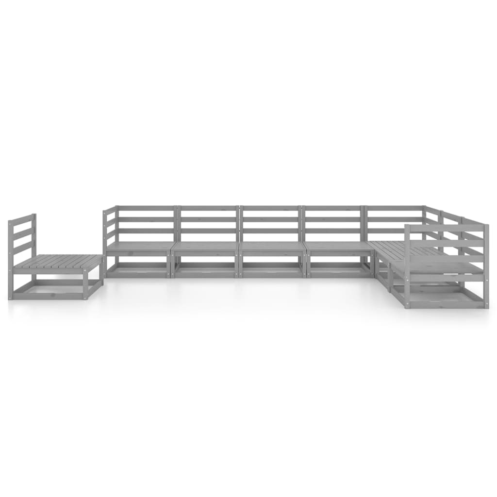 Σαλόνι Κήπου Σετ 8 Τεμαχίων Γκρι από Μασίφ Ξύλο Πεύκου - PAKOBAZAAR