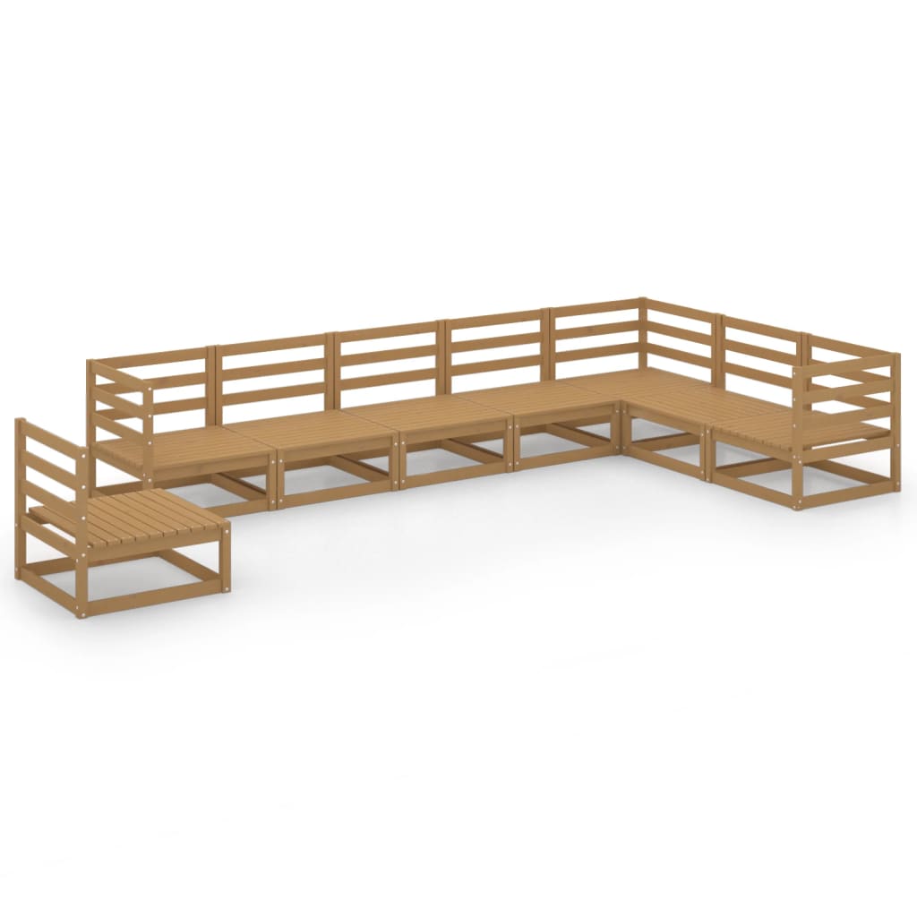 Σαλόνι Κήπου Σετ 8 Τεμαχίων Καφέ Μελί από Μασίφ Ξύλο Πεύκου - PAKOBAZAAR