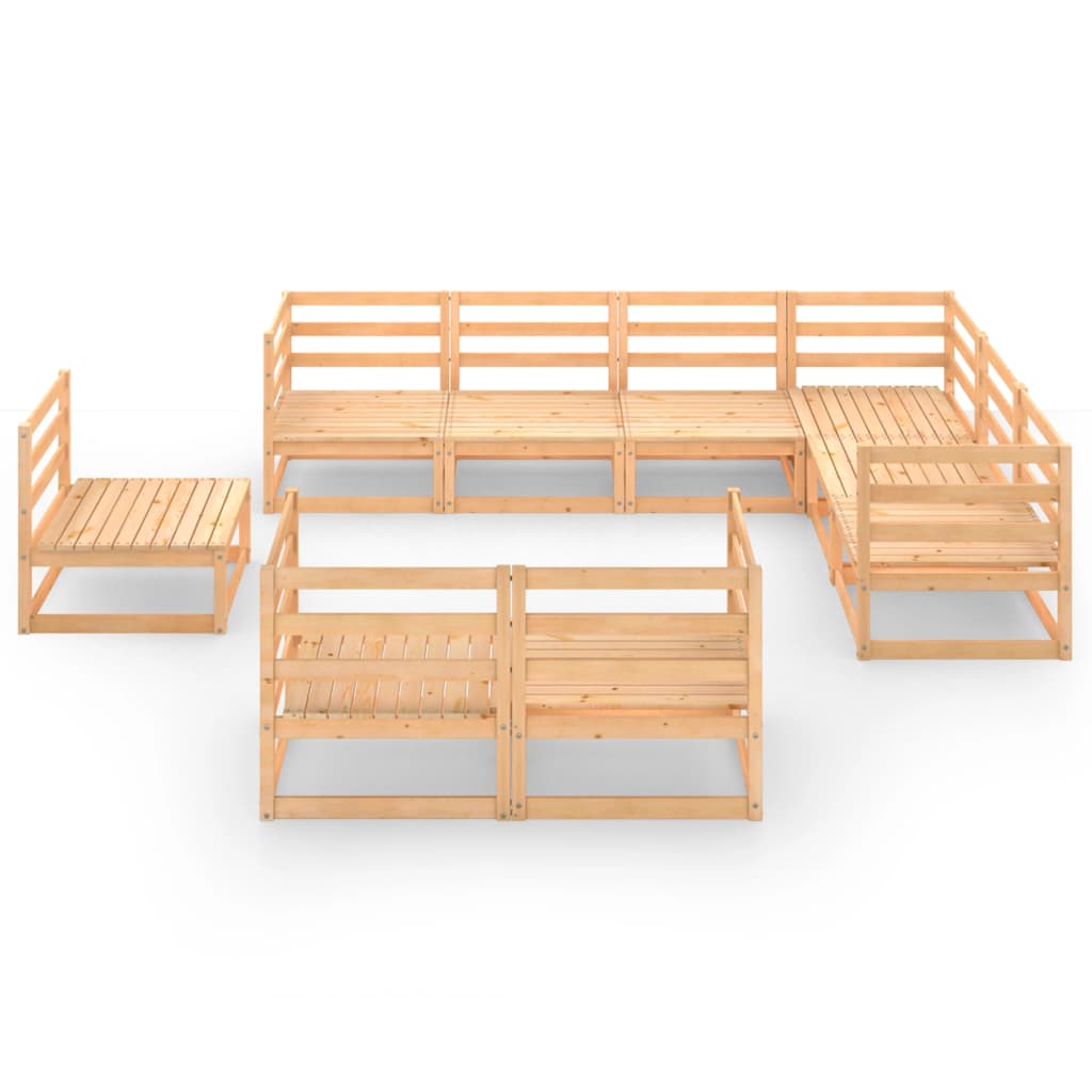 Σαλόνι Κήπου 9 Τεμαχίων από Μασίφ Ξύλο Πεύκου - PAKOBAZAAR