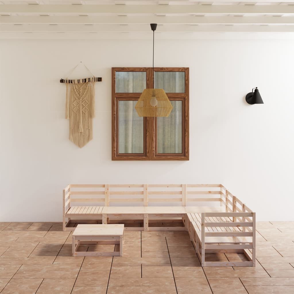 Σαλόνι Κήπου 8 Τεμαχίων από Μασίφ Ξύλο Πεύκου - PAKOBAZAAR