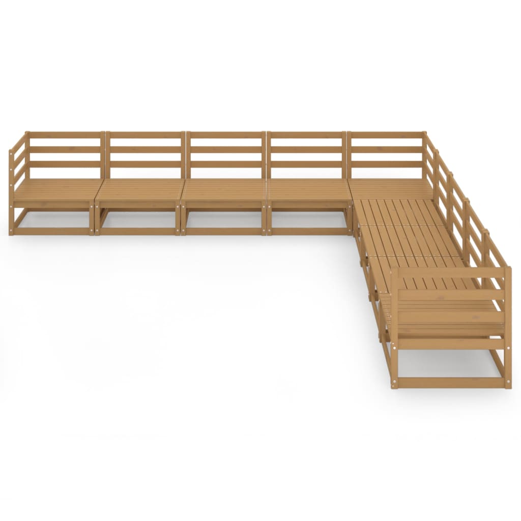 Σαλόνι Κήπου Σετ 9 Τεμαχίων Καφέ Μελί από Μασίφ Ξύλο Πεύκου - PAKOBAZAAR