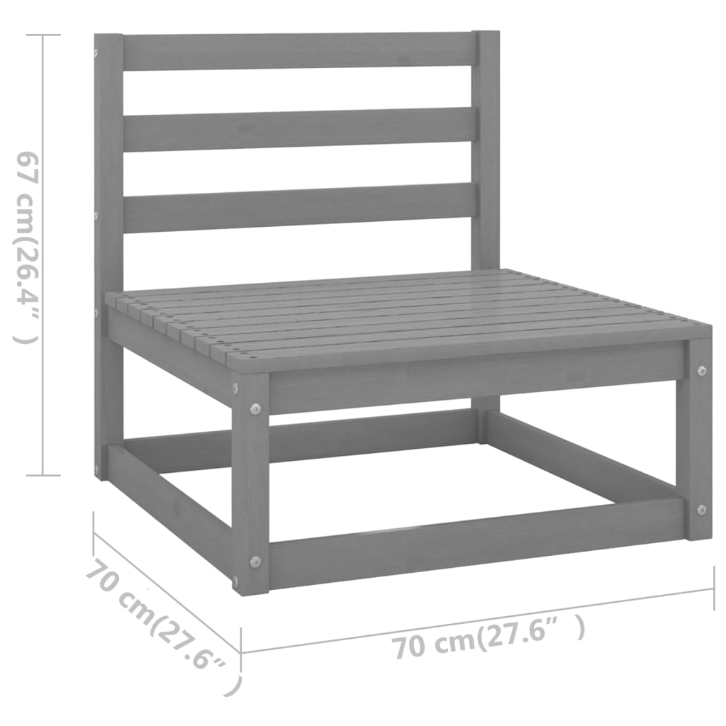 Σαλόνι Κήπου Σετ 11 Τεμαχίων Γκρι από Μασίφ Ξύλο Πεύκου