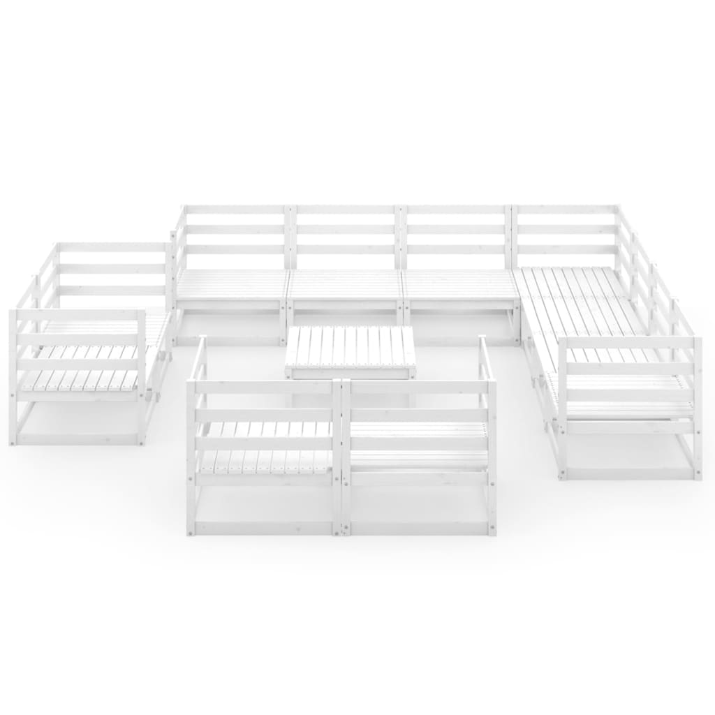 Σαλόνι Κήπου Σετ 12 Τεμαχίων Λευκό από Μασίφ Ξύλο Πεύκου - Pakobazaar