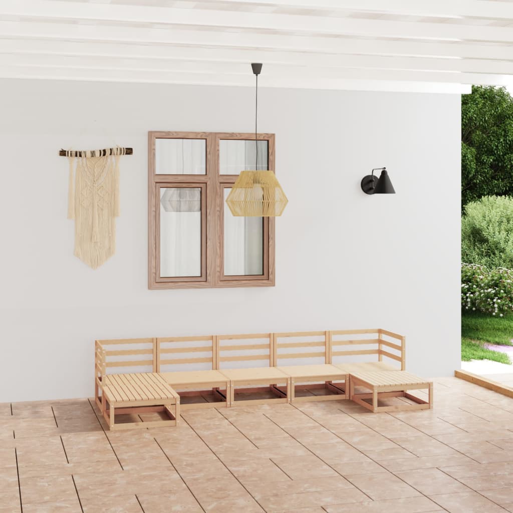 Σαλόνι Κήπου 7 Τεμαχίων από Μασίφ Ξύλο Πεύκου - PAKOBAZAAR