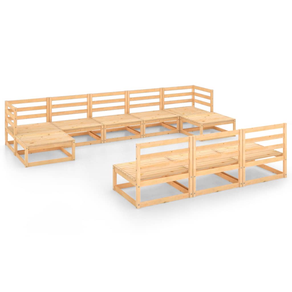 Σαλόνι Κήπου 10 Τεμαχίων από Μασίφ Ξύλο Πεύκου - PAKOBAZAAR