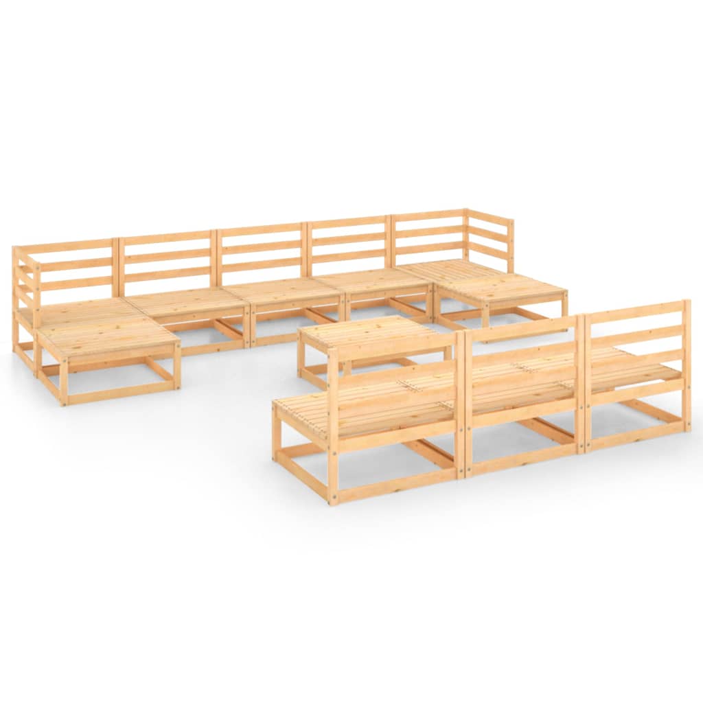 Σαλόνι Κήπου 11 Τεμαχίων από Μασίφ Ξύλο Πεύκου - PAKOBAZAAR