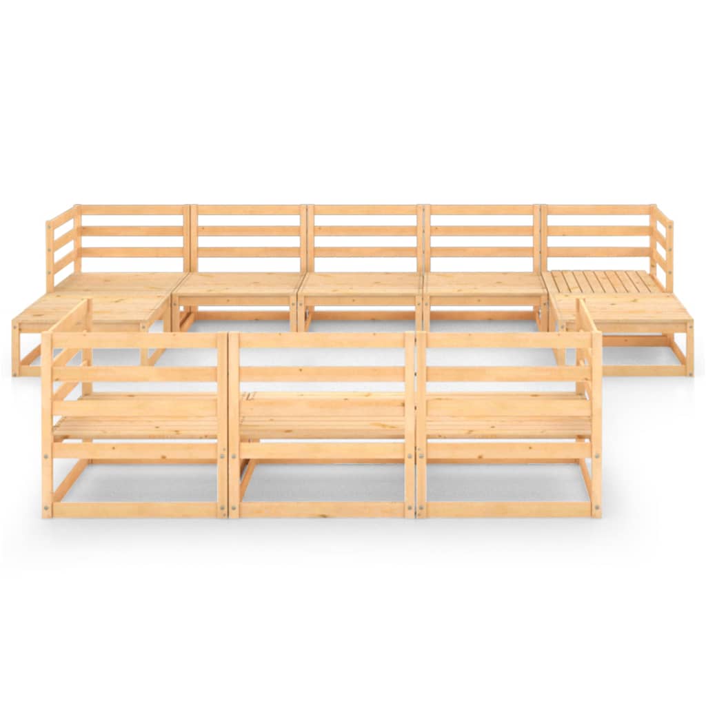 Σαλόνι Κήπου 10 Τεμαχίων από Μασίφ Ξύλο Πεύκου - PAKOBAZAAR