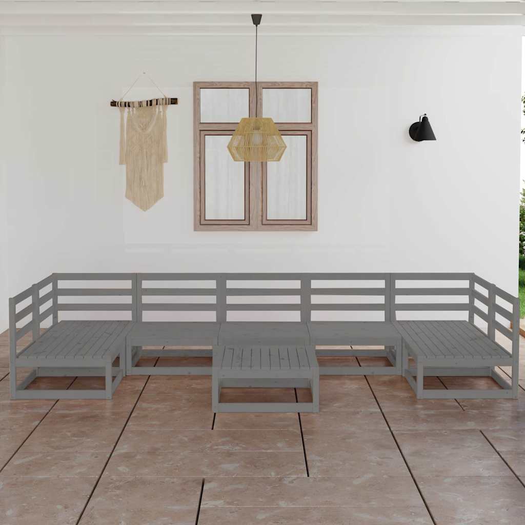 Σαλόνι Κήπου 8 Τεμαχίων από Μασίφ Ξύλο Πεύκου