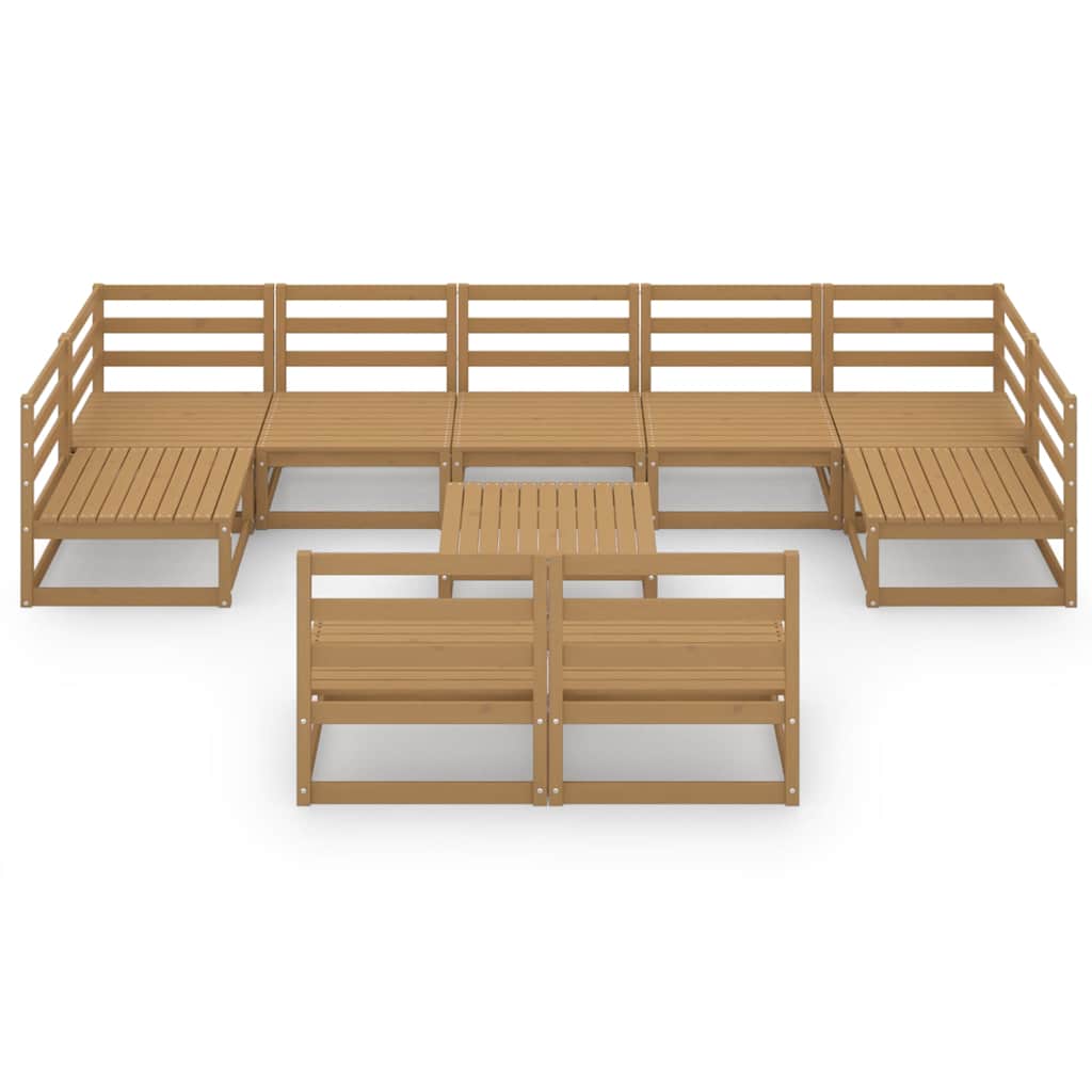 Σαλόνι Κήπου 10 Τεμαχίων από Μασίφ Ξύλο Πεύκου