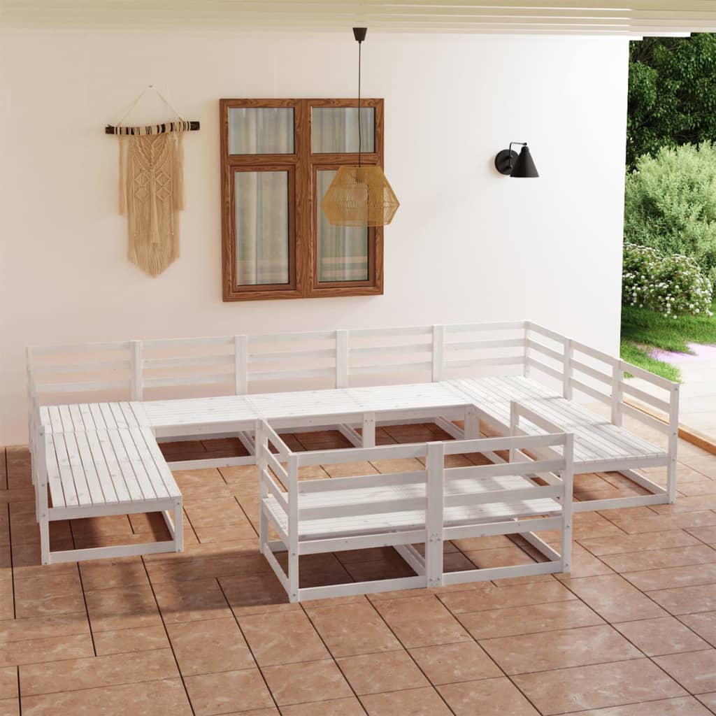 Σαλόνι Κήπου 11 Τεμαχίων από Μασίφ Ξύλο Πεύκου