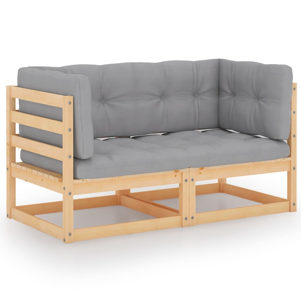 Σαλόνι Κήπου Σετ 3 Τεμαχίων από Μασίφ Ξύλο Πεύκου με Μαξιλάρια - PAKOBAZAAR