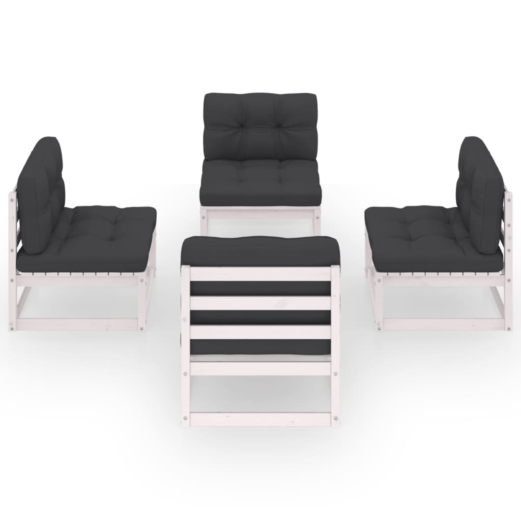 Σαλόνι Κήπου Σετ 4 Τεμαχίων από Μασίφ Ξύλο Πεύκου & Μαξιλάρια - PAKOBAZAAR