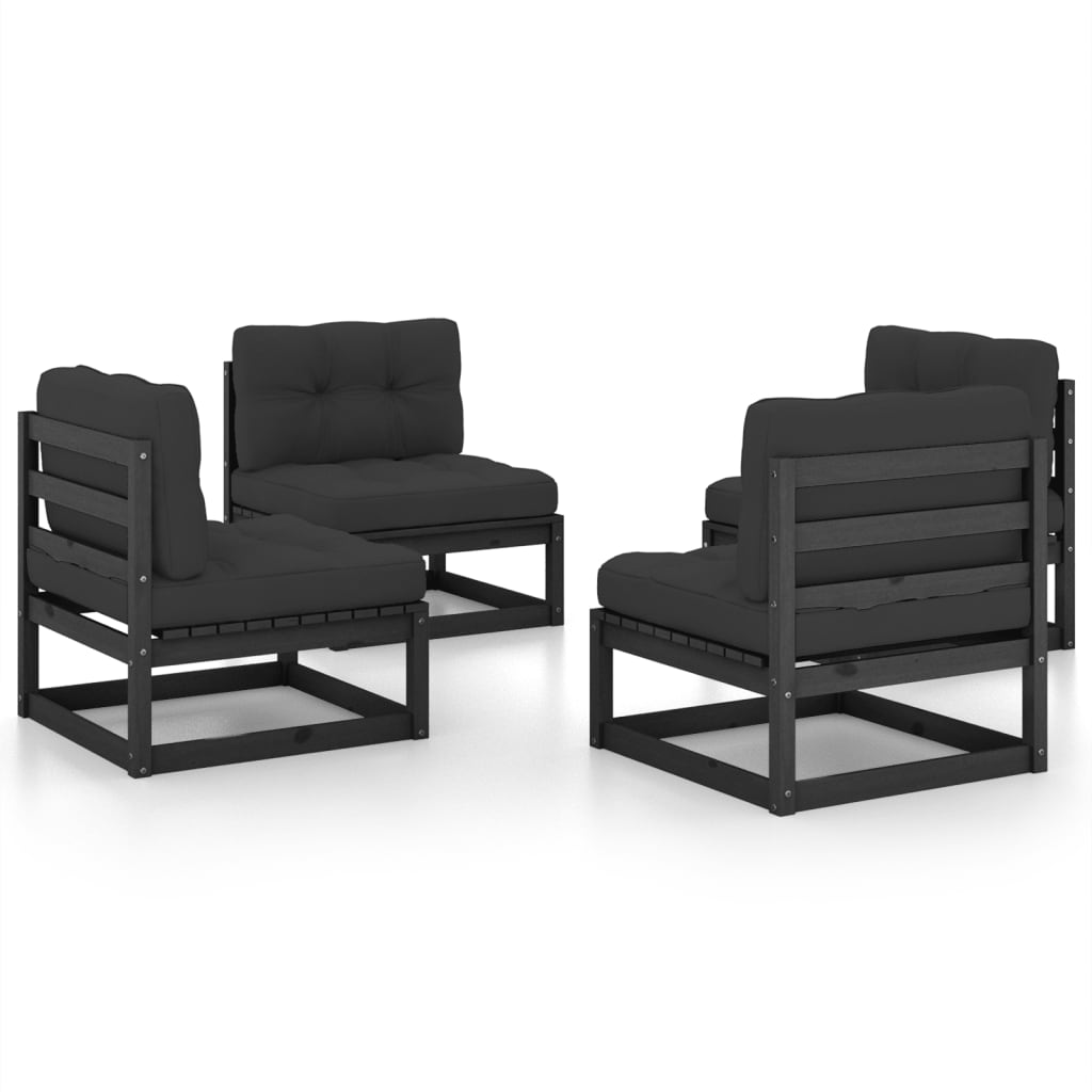 Σαλόνι Κήπου Σετ 4 Τεμαχίων από Μασίφ Ξύλο Πεύκου & Μαξιλάρια - PAKOBAZAAR