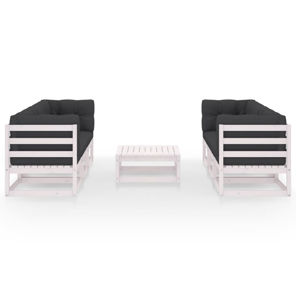 Σαλόνι Κήπου Σετ 7 Τεμαχίων από Μασίφ Ξύλο Πεύκου με Μαξιλάρια