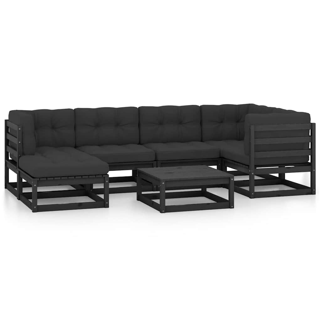 Σαλόνι Κήπου Σετ 7 Τεμαχίων από Μασίφ Ξύλο Πεύκου με Μαξιλάρια