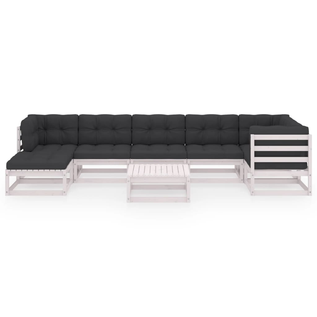 Σαλόνι Κήπου Σετ 8 Τεμαχίων από Μασίφ Ξύλο Πεύκου με Μαξιλάρια - PAKOBAZAAR