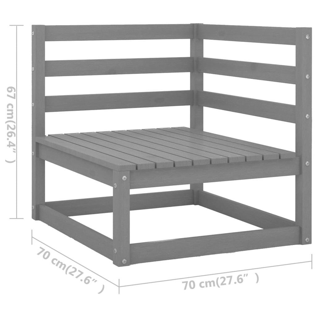 Σαλόνι Κήπου Σετ 10 Τεμαχίων Γκρι Μασίφ Ξύλο Πεύκου & Μαξιλάρια - Pakobazaar