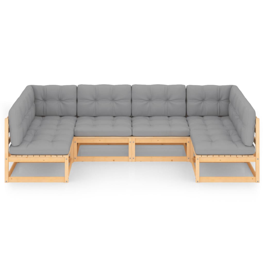 Σαλόνι Κήπου Σετ 6 Τεμαχίων από Μασίφ Ξύλο Πεύκου με Μαξιλάρια - PAKOBAZAAR