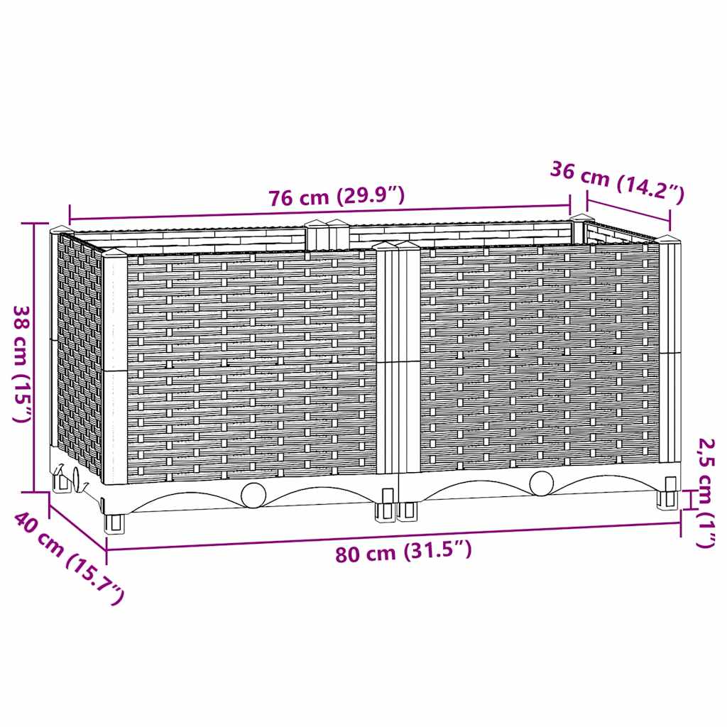 Ζαρντινιέρα 80 x 40 x 38 εκ. από Πολυπροπυλένιο