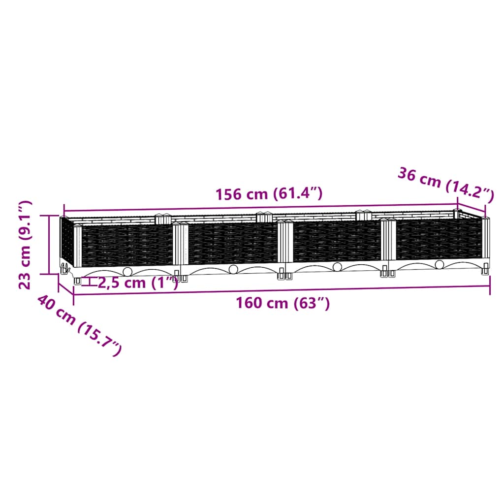 Ζαρντινιέρα 160 x 40 x 23 εκ. από Πολυπροπυλένιο