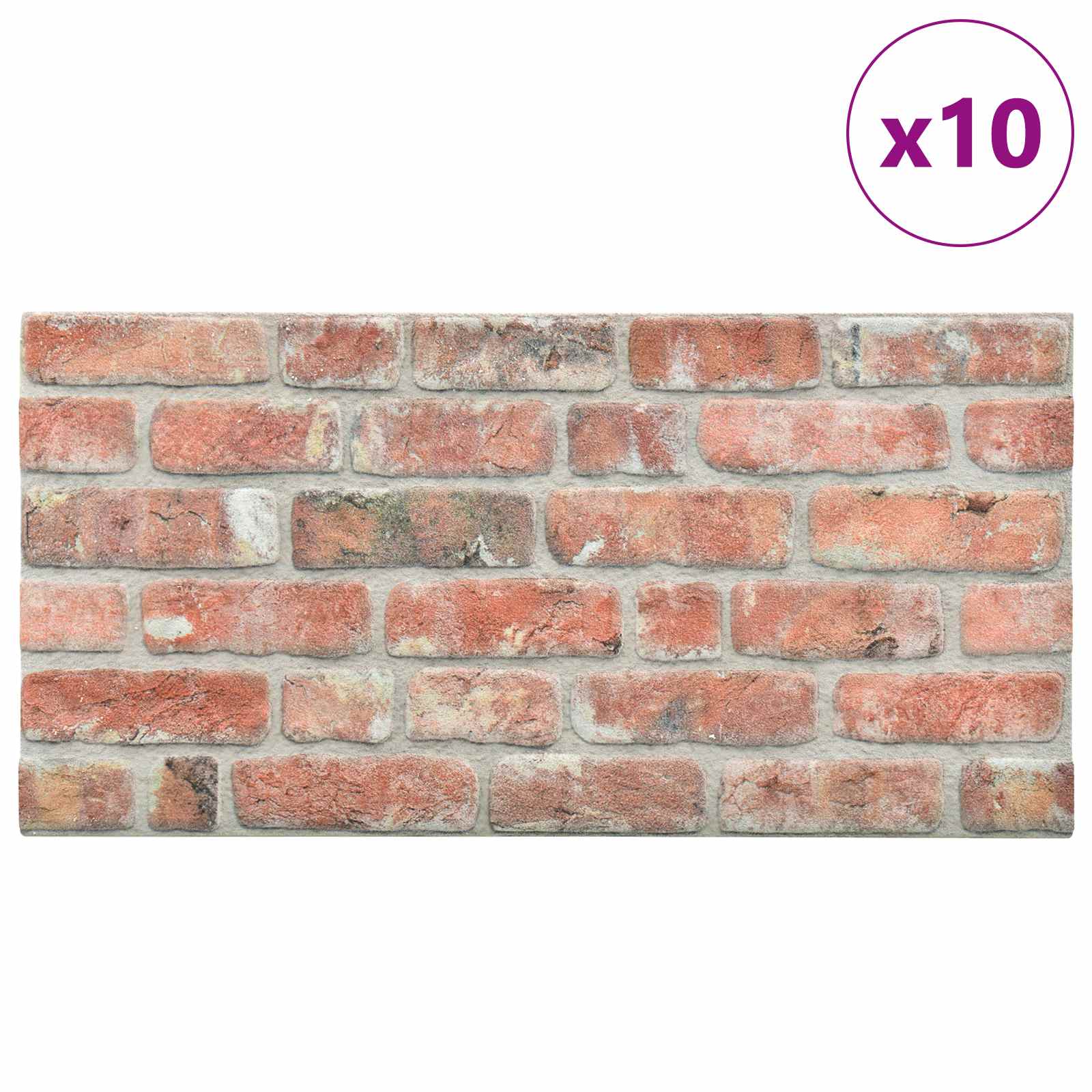 Πάνελ τοίχου 10 pcs Κόκκινο 100 x 50 cm Αφρός EPS - Pakobazaar
