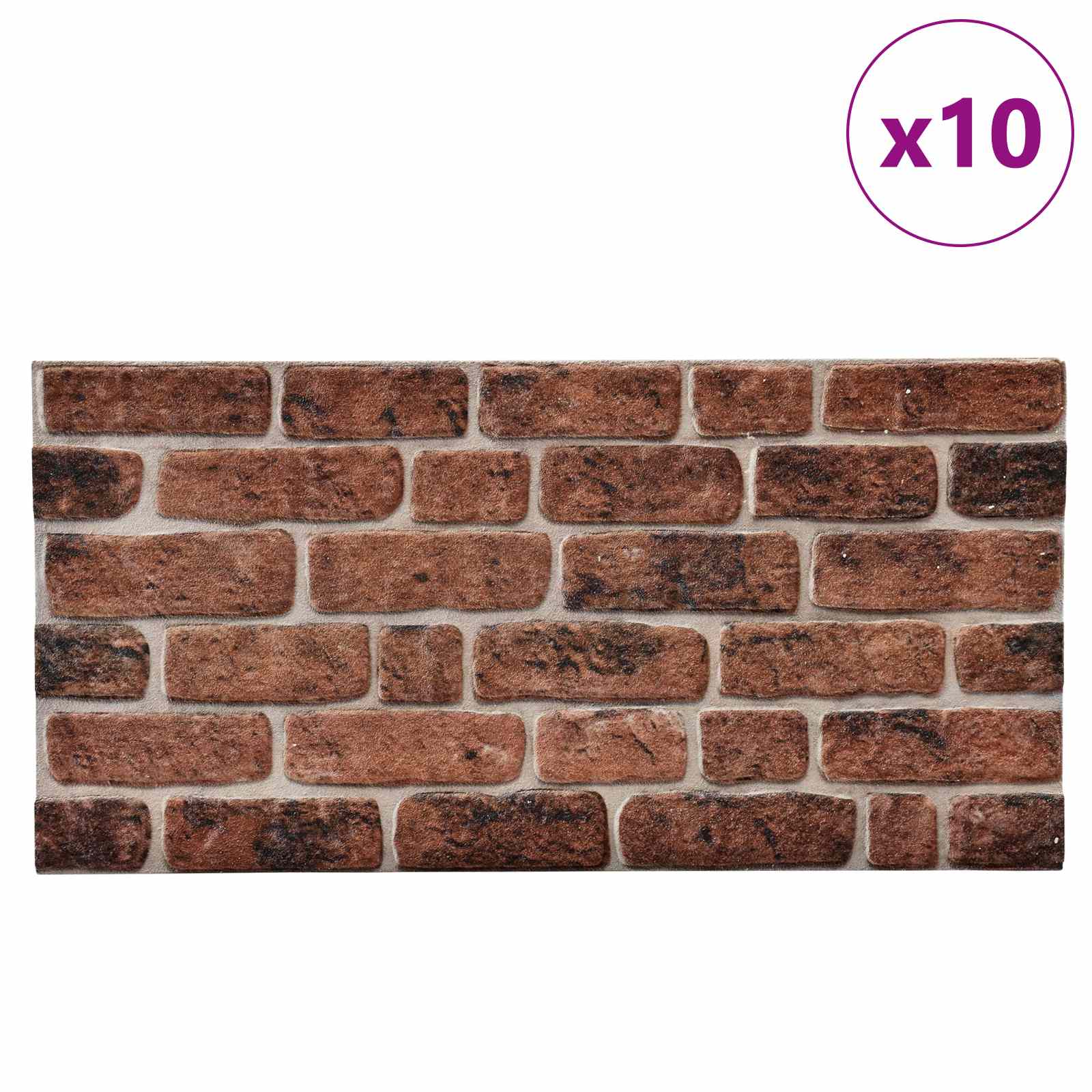 Πάνελ τοίχου 10 pcs Καφέ Τούβλο 100 x 50 cm Αφρός EPS - Pakobazaar