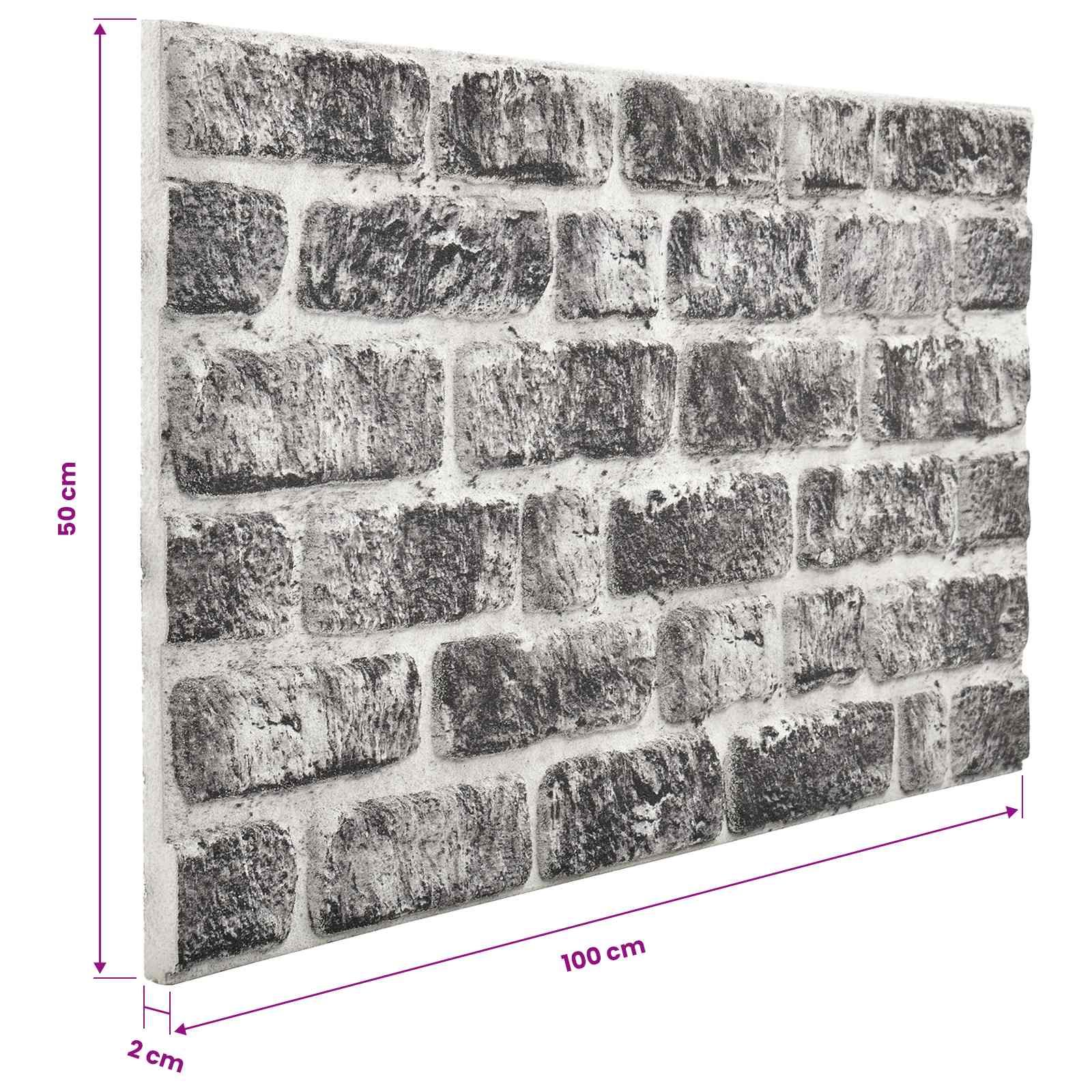 Πάνελ τοίχου 10 pcs Σκούρο Γκρι και Λευκό 100 x 50 cm Αφρός EPS - Pakobazaar