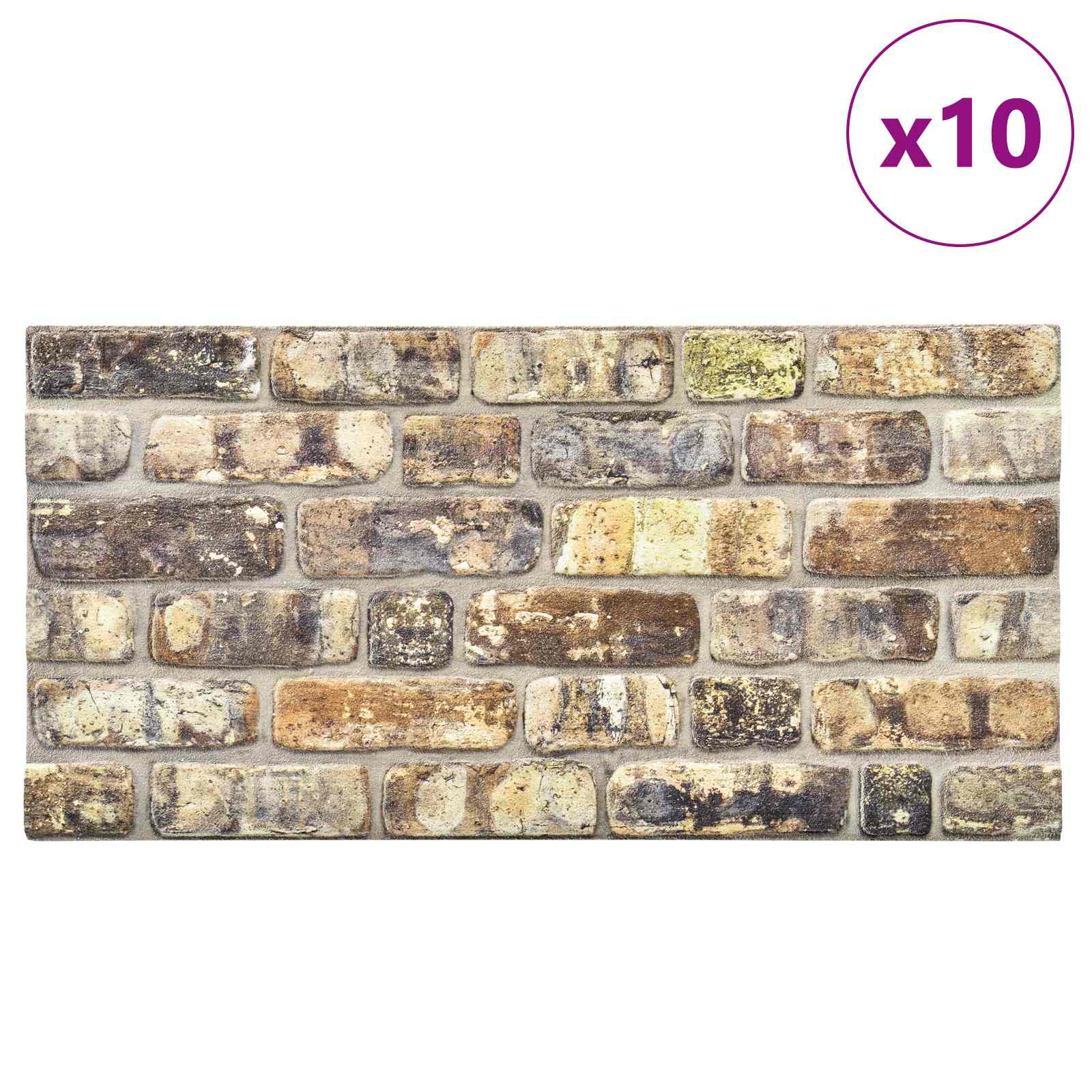 Πάνελ τοίχου 10 pcs Πολύχρωμο 100 x 50 cm Αφρός EPS - Pakobazaar