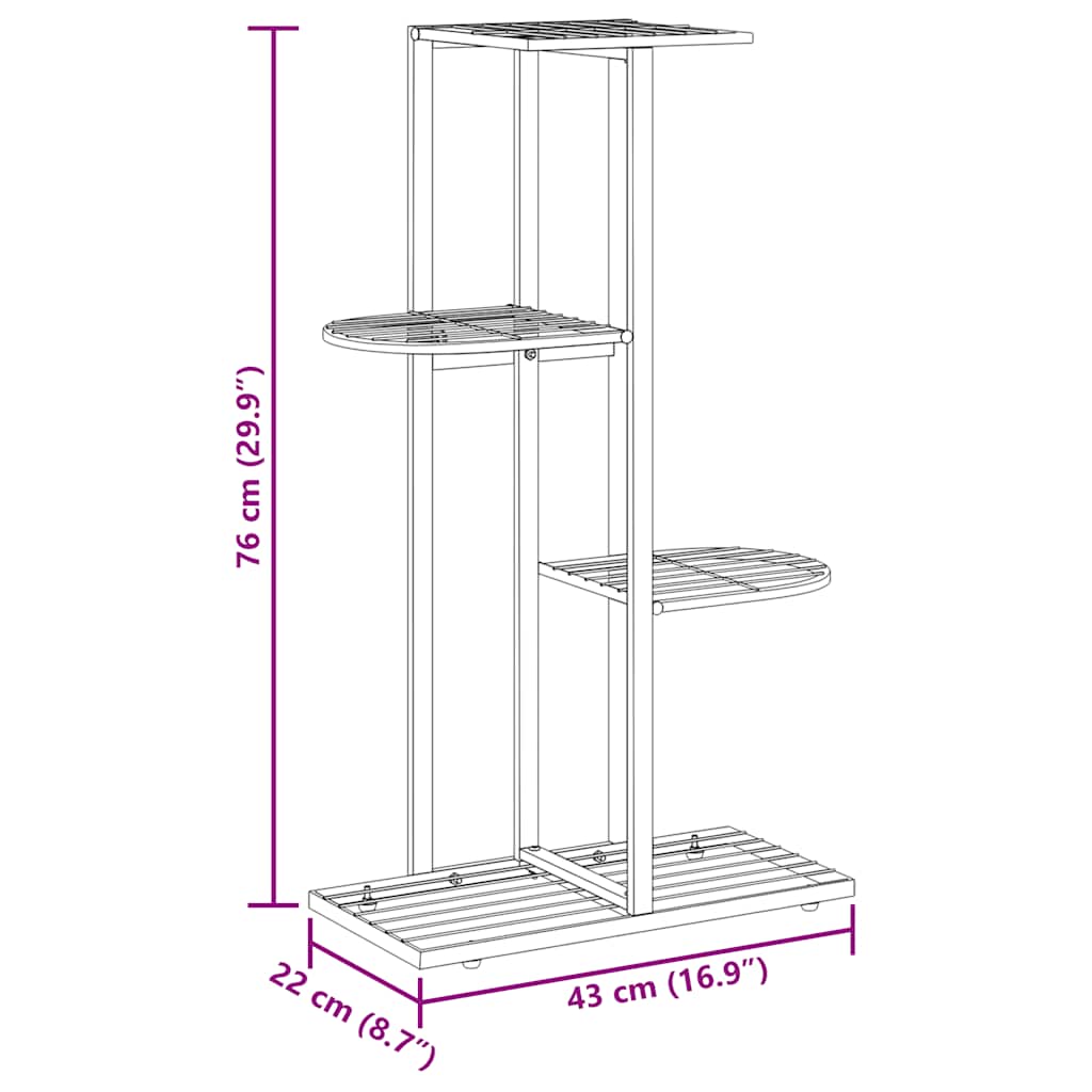 Ανθοστήλη 4 Επιπέδων Μαύρη 43 x 22 x 76 εκ. Μεταλλική