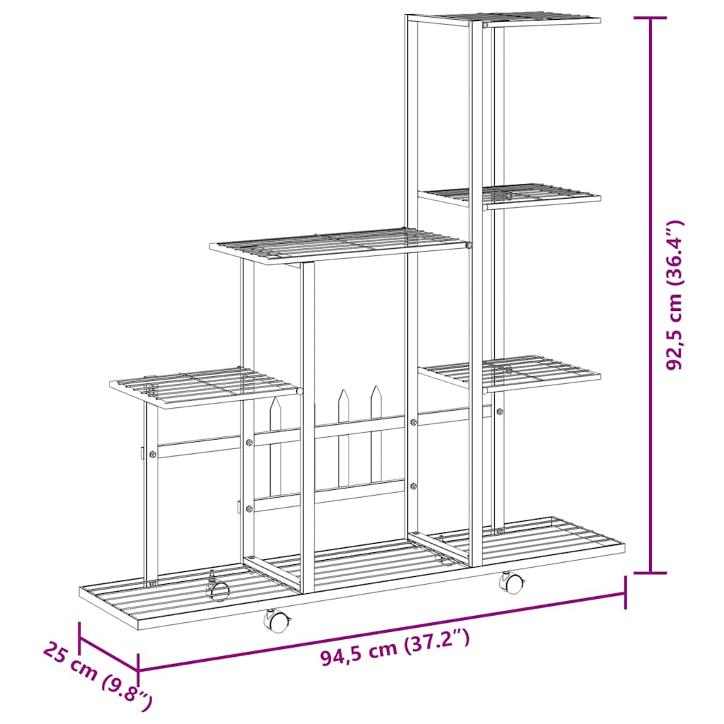 Ανθοστήλη με Ρόδες Μαύρη 94,5 x 25 x 92,5 εκ. Μεταλλική