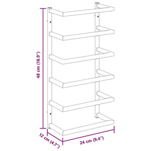 Βάση για Πετσέτες Επιτοίχια Μαύρη 24 x 12 x 48 εκ. Ατσάλινη