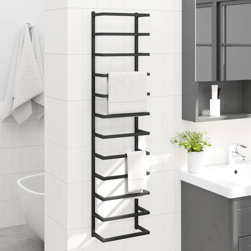 Βάση για Πετσέτες Επιτοίχια Μαύρη 24 x 12 x 96 εκ. Ατσάλινη