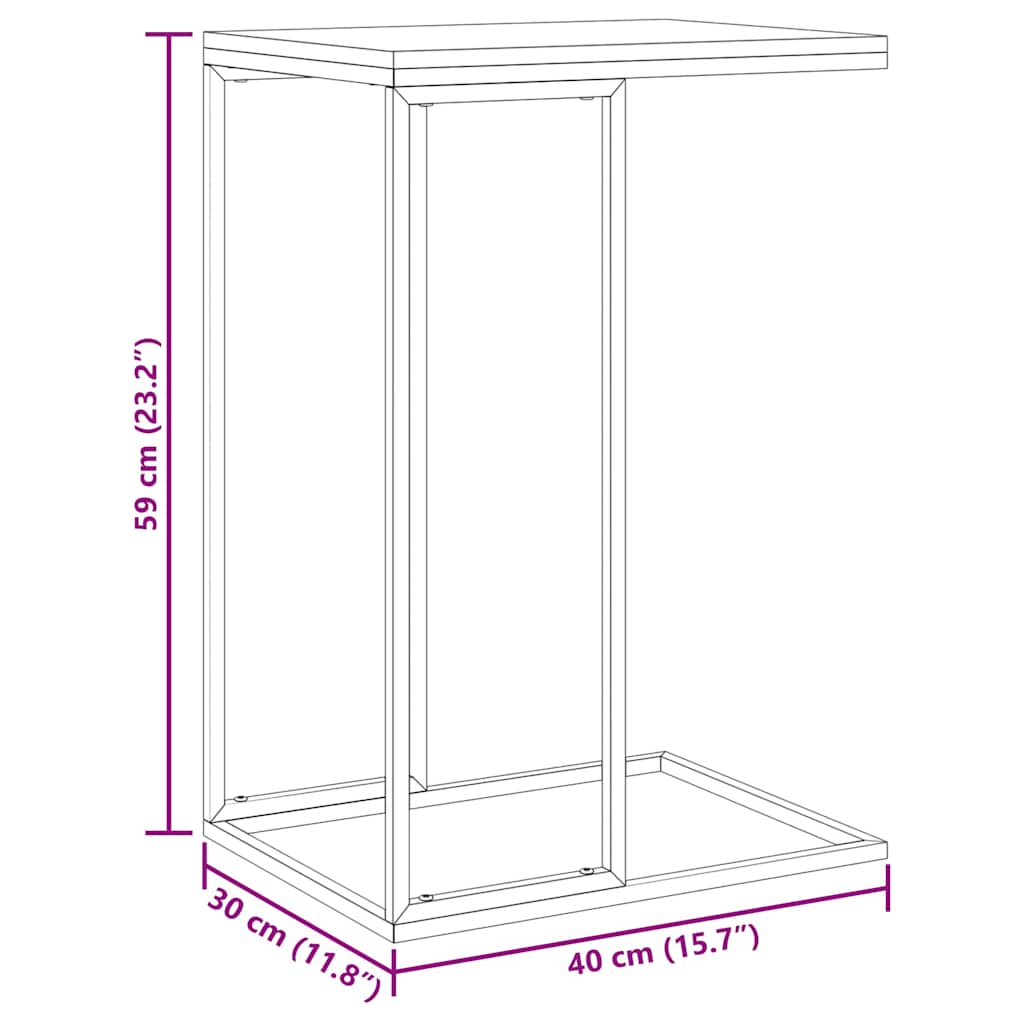Τραπέζι Βοηθητικό Μαύρο 40x30x59 εκ. από Επεξεργασμένο Ξύλο