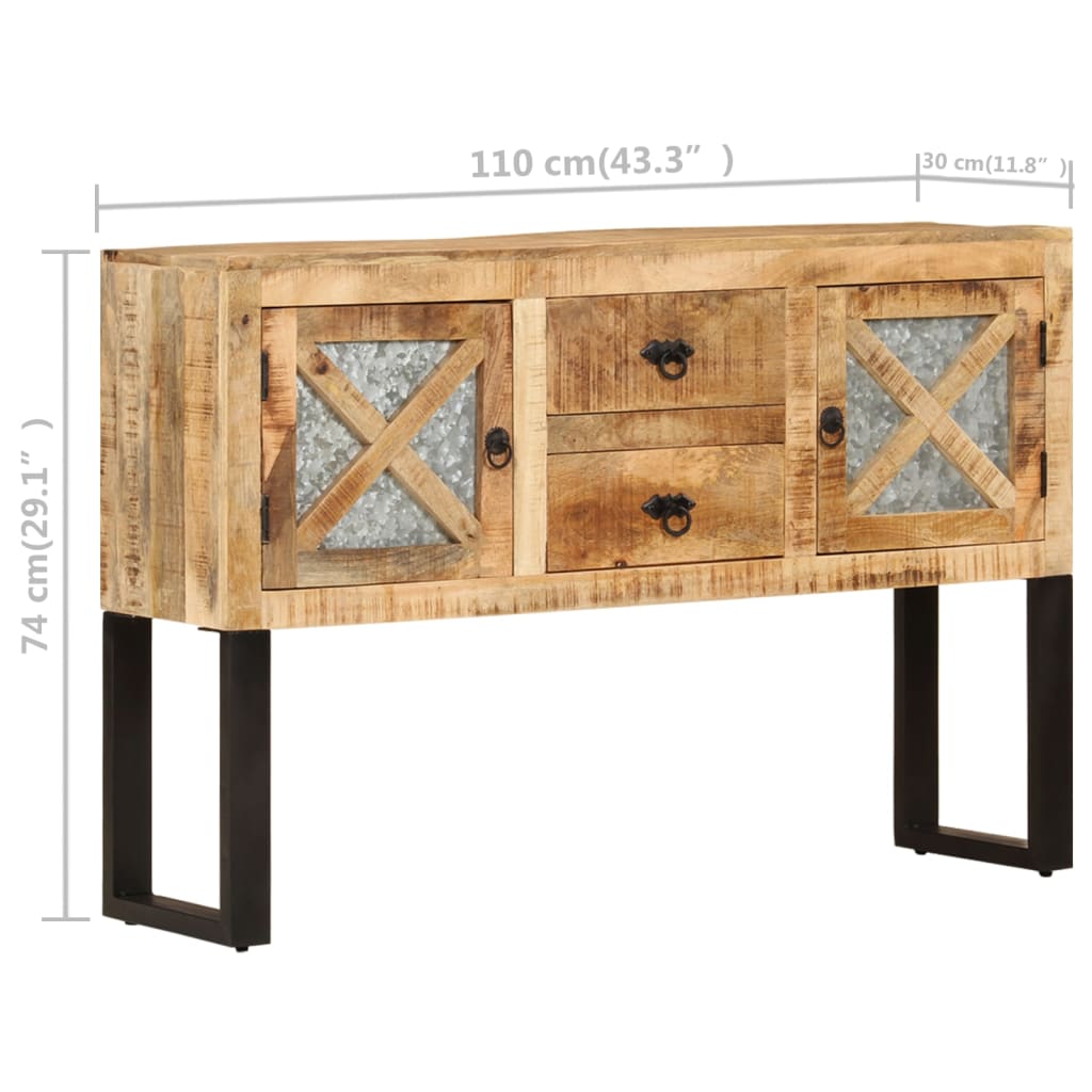 Κονσόλα 110 x 30 x 74 εκ. από Ακατέργαστο Ξύλο Μάνγκο - Pakobazaar