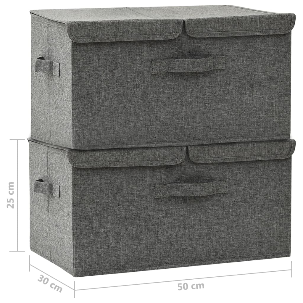 Κουτιά Αποθήκευσης 2 τεμ. Ανθρακί 50 x 30 x 25 εκ. Υφασμάτινα - Pakobazaar