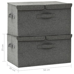 Κουτιά Αποθήκευσης 2 τεμ. Ανθρακί 50 x 30 x 25 εκ. Υφασμάτινα - Pakobazaar