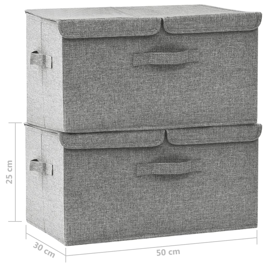 Κουτιά Αποθήκευσης 2 τεμ. Γκρι 50 x 30 x 25 εκ. Υφασμάτινα - Pakobazaar