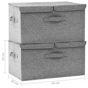 Κουτιά Αποθήκευσης 2 τεμ. Γκρι 50 x 30 x 25 εκ. Υφασμάτινα - Pakobazaar