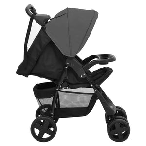 Καροτσάκι Μωρού 2 σε 1 Σκούρο Γκρι / Μαύρο Ατσάλινο