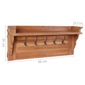 Κρεμάστρα Τοίχου 80 x 16,5 x 35 εκ. από Μασίφ Ξύλο Teak