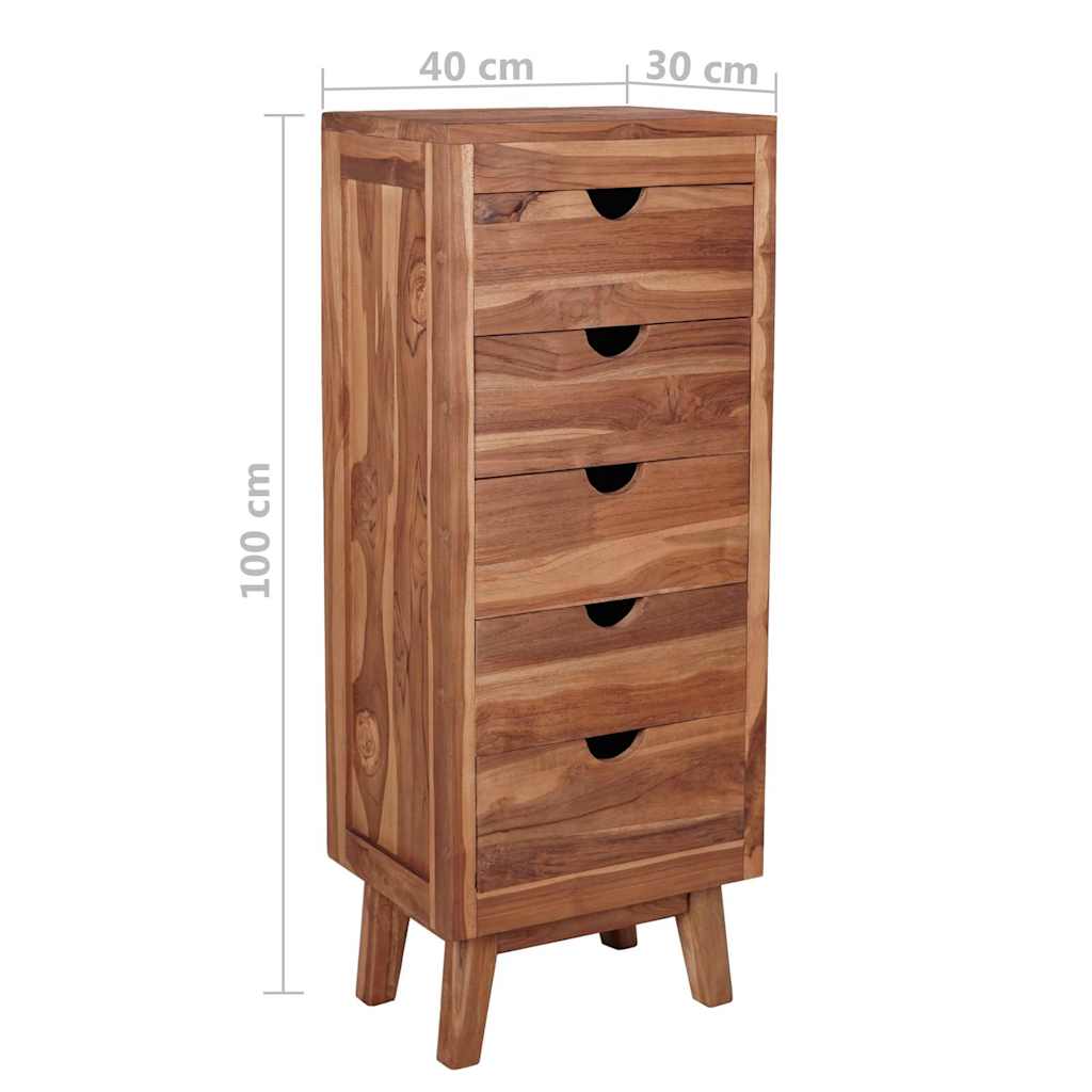 Συρταριέρα με 5 Συρτάρια 40 x 30 x 100 εκ. Μασίφ Ξύλο Teak - Pakobazaar