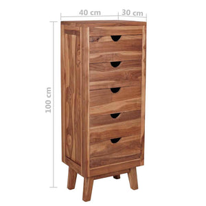 Συρταριέρα με 5 Συρτάρια 40 x 30 x 100 εκ. Μασίφ Ξύλο Teak - Pakobazaar