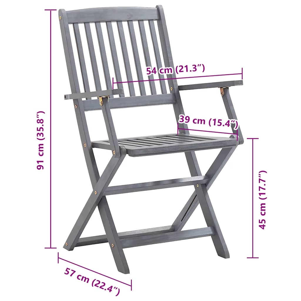 Καρέκλες Εξ. Χώρου Πτυσσόμενες 8 τεμ. Ξύλο Ακακίας με Μαξιλάρια - PAKOBAZAAR