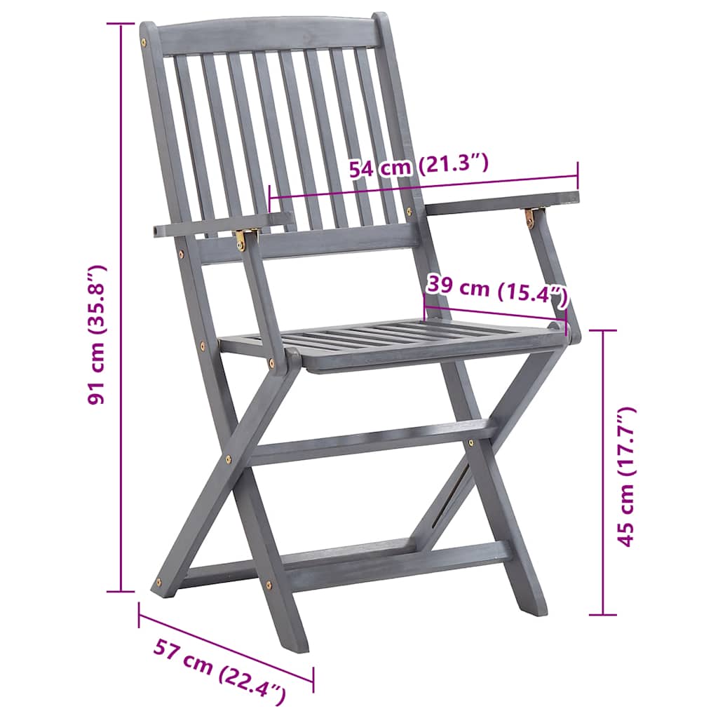 Καρέκλες Εξ. Χώρου Πτυσσόμενες 8 τεμ. Ξύλο Ακακίας & Μαξιλάρια - PAKOBAZAAR