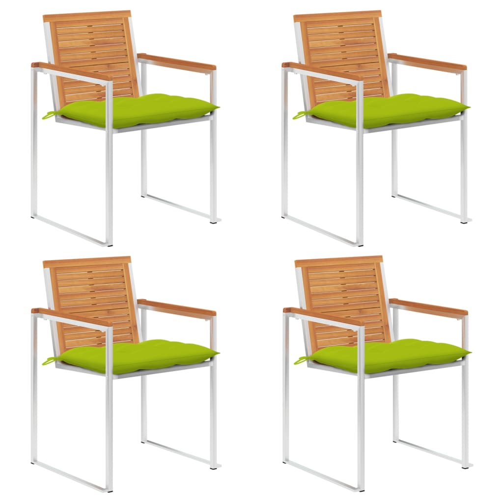 Καρέκλες Κήπου 4 τεμ. από Μασίφ Ξύλο Ακακίας με Μαξιλάρια - PAKOBAZAAR