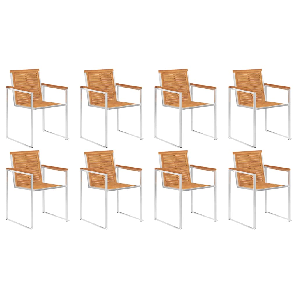 Καρέκλες Κήπου 8 τεμ. από Μασίφ Ξύλο Ακακίας με Μαξιλάρια - PAKOBAZAAR